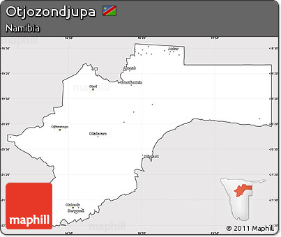 Silver Style Simple Map of Otjozondjupa, cropped outside