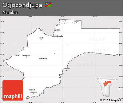 Silver Style Simple Map of Otjozondjupa, cropped outside