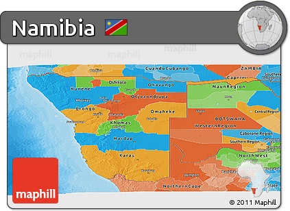 Political Panoramic Map of Namibia