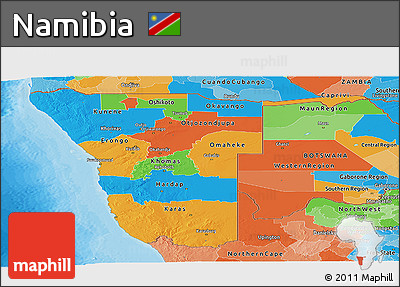 Political Panoramic Map of Namibia