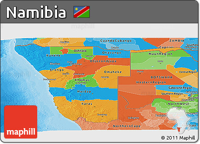 Political Panoramic Map of Namibia