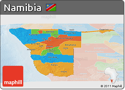 Political Panoramic Map of Namibia, lighten