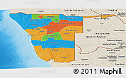 Political Panoramic Map of Namibia, shaded relief outside