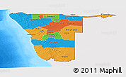 Political Panoramic Map of Namibia, single color outside, bathymetry sea