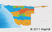 Political Panoramic Map of Namibia, single color outside, shaded relief sea