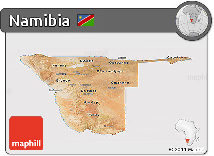 Satellite Panoramic Map of Namibia, cropped outside