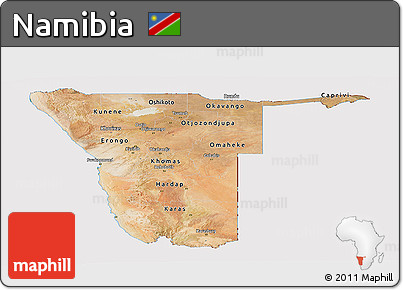 Satellite Panoramic Map of Namibia, cropped outside