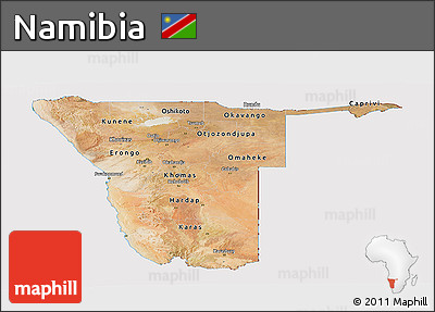 Satellite Panoramic Map of Namibia, cropped outside