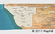 Shaded Relief Panoramic Map of Namibia, satellite outside