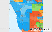 Political Shades Simple Map of Namibia, political outside
