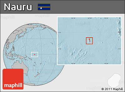Blank Location Map of Nauru, gray outside, hill shading outside
