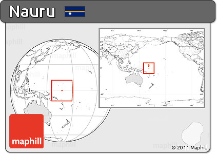 Blank Location Map of Nauru, highlighted continent, within the entire continent