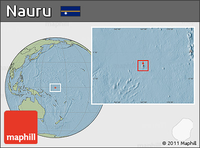 Blank Location Map of Nauru, savanna style outside, hill shading outside