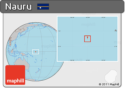 Physical Location Map of Nauru, gray outside
