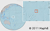 Physical Location Map of Nauru, gray outside, hill shading