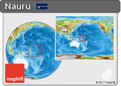 Physical Location Map of Nauru, highlighted continent, within the entire continent