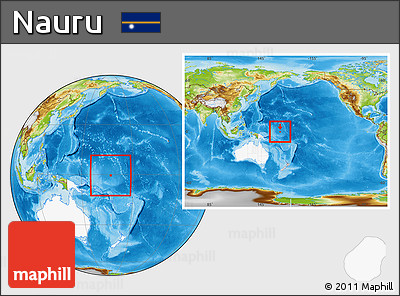 Physical Location Map of Nauru, highlighted continent, within the entire continent