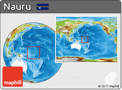 Physical Location Map of Nauru, highlighted continent, within the entire continent