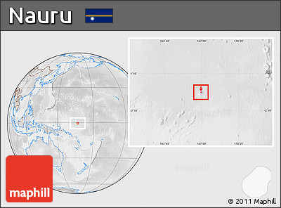 Physical Location Map of Nauru, lighten, desaturated