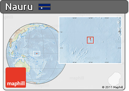 Physical Location Map of Nauru, lighten