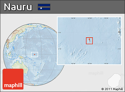 Physical Location Map of Nauru, lighten
