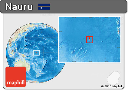 Physical Location Map of Nauru, lighten, land only