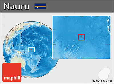 Physical Location Map of Nauru, lighten, land only