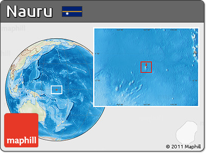 Physical Location Map of Nauru, lighten, land only