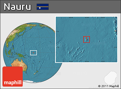 Physical Location Map of Nauru, satellite outside