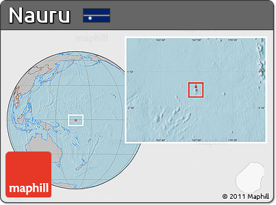 Satellite Location Map of Nauru, gray outside, hill shading