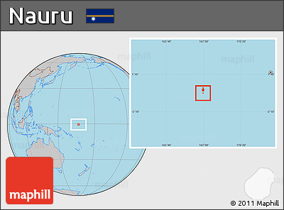 Savanna Style Location Map of Nauru, gray outside, hill shading inside