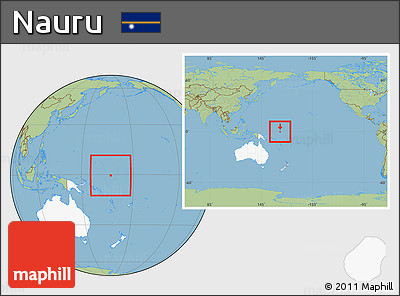 Savanna Style Location Map of Nauru, highlighted continent, within the entire continent