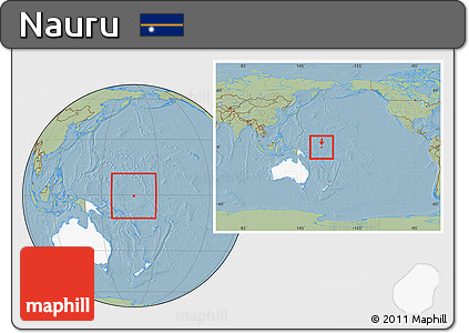 Savanna Style Location Map of Nauru, highlighted continent, within the entire continent, hill shading