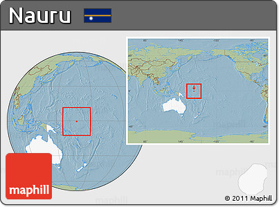 Savanna Style Location Map of Nauru, highlighted continent, within the entire continent, hill shading
