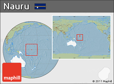 Savanna Style Location Map of Nauru, highlighted continent, within the entire continent, hill shading