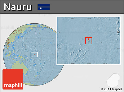 Savanna Style Location Map of Nauru, hill shading