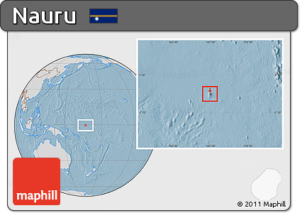 Savanna Style Location Map of Nauru, lighten, desaturated, land only, hill shading