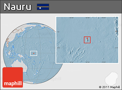 Savanna Style Location Map of Nauru, lighten, desaturated, land only, hill shading
