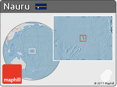 Savanna Style Location Map of Nauru, lighten, desaturated, land only, hill shading