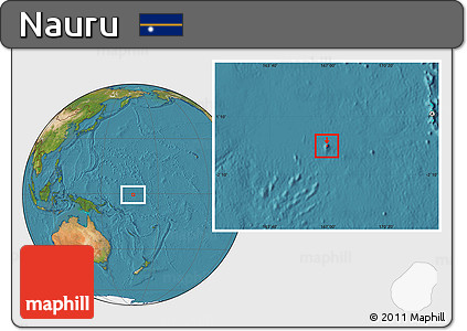 Savanna Style Location Map of Nauru, satellite outside, hill shading