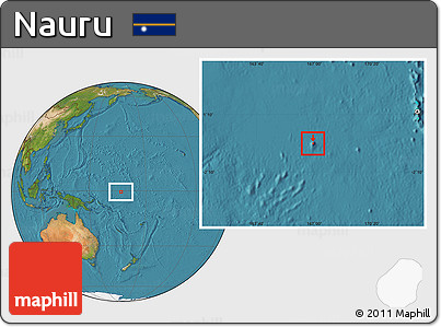 Savanna Style Location Map of Nauru, satellite outside, hill shading