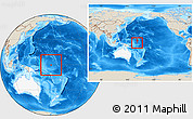 Shaded Relief Location Map of Nauru, highlighted continent, within the entire continent
