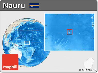 Shaded Relief Location Map of Nauru, highlighted continent