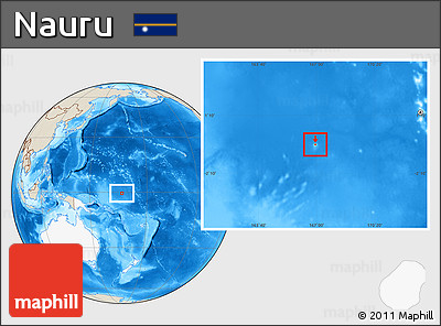 Shaded Relief Location Map of Nauru, highlighted continent