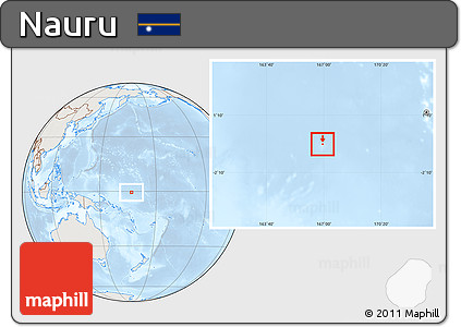 Shaded Relief Location Map of Nauru, lighten