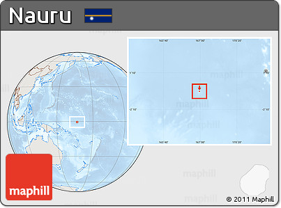 Shaded Relief Location Map of Nauru, lighten