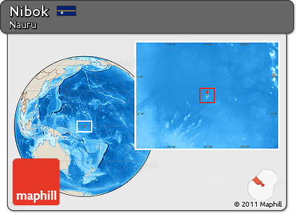 Shaded Relief Location Map of Nibok, within the entire country