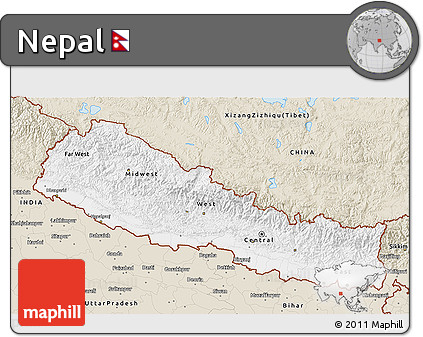 Classic Style 3D Map of Nepal
