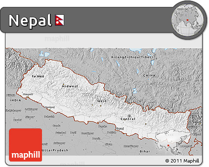 Gray 3D Map of Nepal