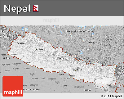 Gray 3D Map of Nepal